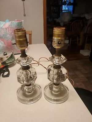 Pair Of Antique Vintage Crystal And Brass Table Lamp • $19.99