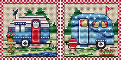 Cross Stitch Chart - CARAVAN / CAMPING • £4.99