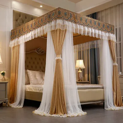 Luxury Mosquito Net & Cloth Top Summer Bed Canopy With Stainless Steel Frames • $205.20