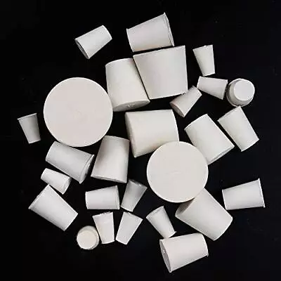 26 Pack Solid Rubber Stopper White Lab Plug 000# - 8# Sizes Assortment 11 • $12.82