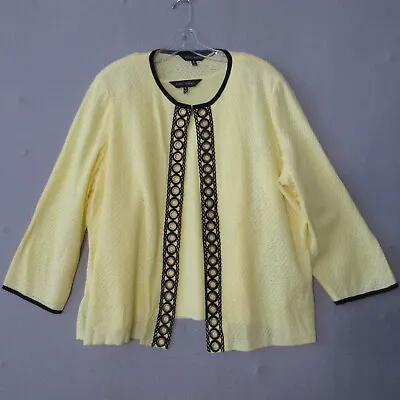 Ming Wang Sweater Cardigan Women Plus 1X Yellow Twin Set Career Church Spring • $67.50