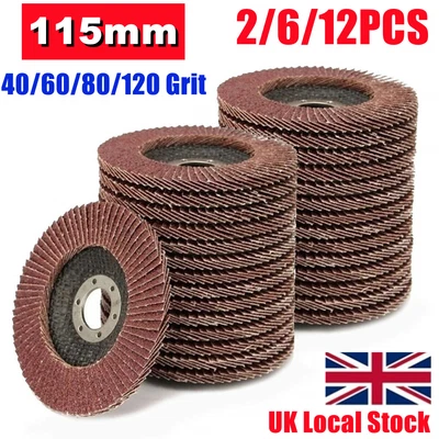 £12.59 • Buy 12x Pretec Flap Grinding Sanding Discs 115mm 4.5  Angle Wheel 40 60 80 120 Grit