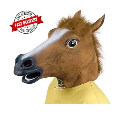  Rubber Horse Head Mask Panto Party Fancy Dress Cosplay Halloween Adult Costume • £8.99