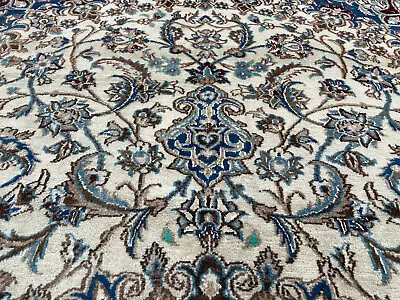 6x10 ANTIQUE ORIENTAL RUG IVORY WOOL SILK HAND-KNOTTED Vintage Handmade 7x10 6x9 • $1495