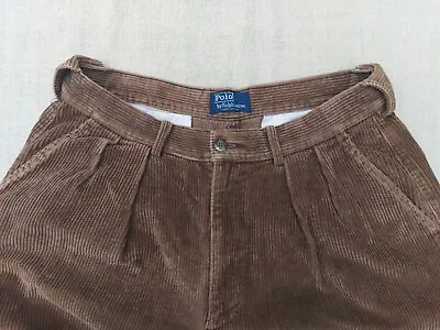 Polo Ralph Lauren Made In Usa  30 X 29 Rare Vintage Brown Corduroy Trousers • £200