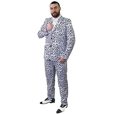 Mens Dalmatian Suit Costume Dog Dalmatian Film Book Day Print Tuxedo Fancy Dress • £22.99