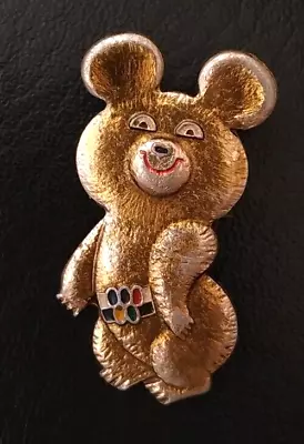 Misha Bear Mascot XXII Olympic Games Soviet Pin Badge Sport Vintage USSR 1980 • $7.50