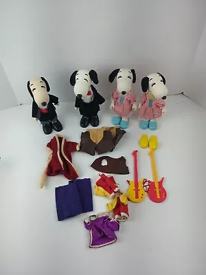 Vintage PEANUTS KNICKERBOCKER SNOOPY & BELLE Dolls 8” Lot 4 W/Clothes • $75