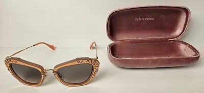 Miu Miu SMUO4Q Cat Eye Pink Gold With Gold Crystals • $120