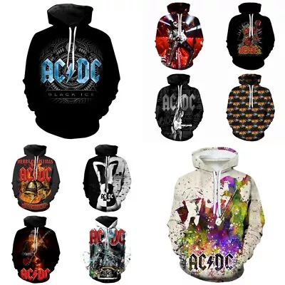 Unisex Adult ACDC Rock Band Hoodies Sweatshirt Pullover Coat Hooded Top Gifts UK • £20.35