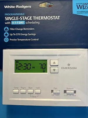 White-Rodgers Programmable Single Stage Thermostat With 5-1-1 Scheduling P210 • $38.75