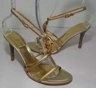 Lea Foscati Size 9 M Eur 39 Gold Heeled Sandals New Women's Shoes • £39.34