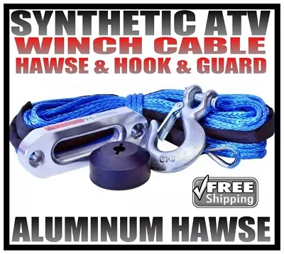 $39.99 • Buy Synthetic Atv Utv Winch Cable, Hook, Guard And Hawse Package 50' Dyneema Sk75