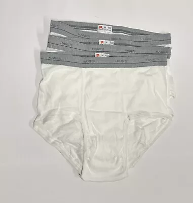 NWOT - VTG Lot Of 3 Hanes Men's Gray Band White Briefs Underwear - Size 36 • $29.88