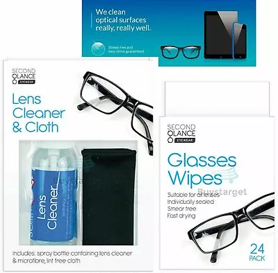 👓 Lens Glasses Cleaner & Microfibre Cloth Wipes Spectacle Camera Cleaning Spray • £4.95