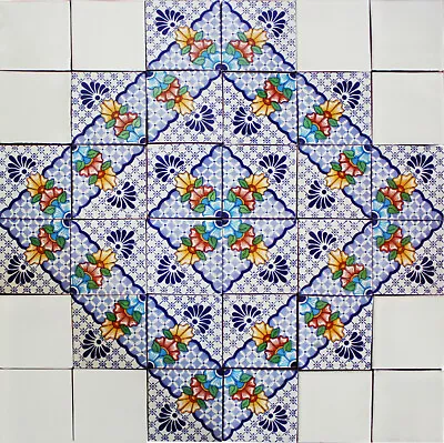 Carmona Mexican Tile Set Backsplash Mural • $88.99