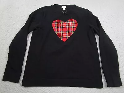 J Crew Sweater Womens Large Black Heart Pullover Knit Preppy Casual • $19.97