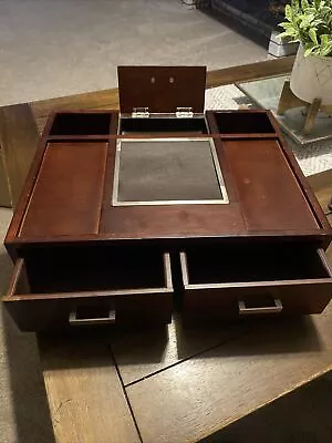 Mens Vintage  Dresser Valet Box Jewelry Change Watch Organizer Desk Top Red • $30