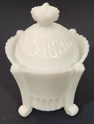 Westmoreland Milk Glass Flute And Crown Scroll Footed Sugar Bowl W/Crown Lid • $23.95