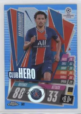 2020 Topps Chrome Match Attax UCL Club Hero Blue Refractor /150 Marquinhos #101 • $5.19