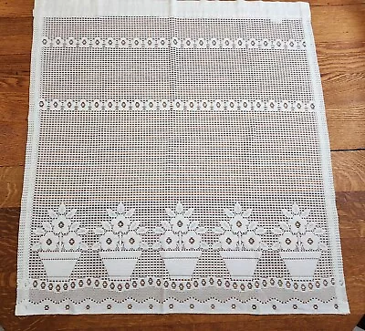 Vintage Flowerpot Lace Curtain Valance & Tier Country Creamy White JC Penney • $12