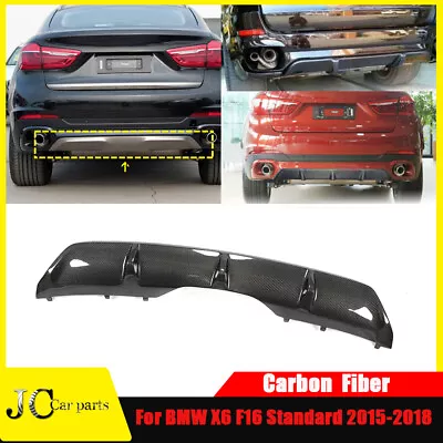 Fit For BMW X6 F16 Base 2015-2018 Rear Bumper Diffuser Lip Spoiler Carbon Fiber • $325.84