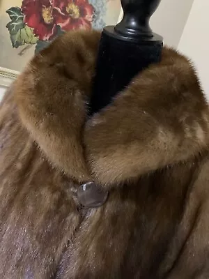 Vintage GenuineMink Fur Sable Like Collar Coat Jacket Stroller  STUNNING • $395