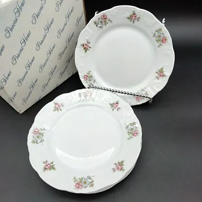 Princess House Vista Alegre 8   Plates Portugal Scroll Embossed Pink Blue Flower • $18.99