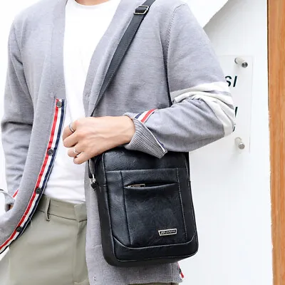 Men's Leather Cross Body Messenger Bag Shoulder Handbag Travel Work Business Bag • £5.99