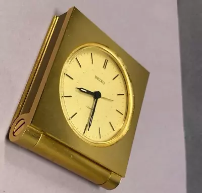 Vintage Seiko Quartz Travel Alarm Clock Retro Gold Art Deco • QQ 541 G • $10