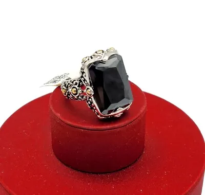 Vtg Sz 9 Ring Lg Black Cubic Zirconia Medieval Gothic Fashion Jewelry Tall Big • $49.99