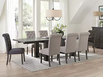 ON SALE - 9pcs Traditional Brown Dining Room Table And 8 Parson Chairs Set IC7W • $1935.74