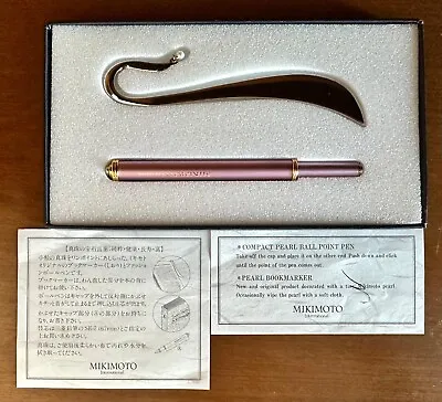 MIKIMOTO Pearl Ball Point Pen & Bookmark Set Vintage Pink Original Box • $59.99