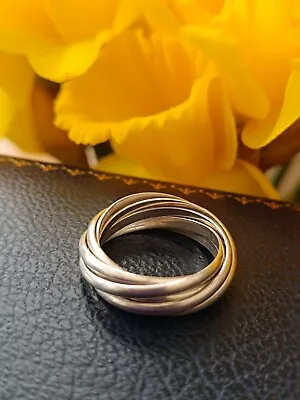 Sterling Silver 925 Vintage Russian Wedding Style Ring Size M - 7 Bands • $28.19