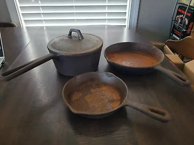 Vintage Cast Iron Classic Skillet & Pot Set-Set Of 3 • $52.95