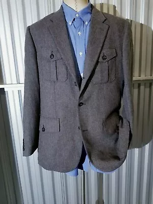 Tasso 48L 50L XXL Safari Norfolk Wool Herringbone Tweed Sport Coat Jacket Brown • $134.96