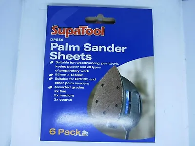 SupaTool Pack Of 6 Palm Sander Sheets Fine Medium & Coarse 95mm X 135mm • £3.75