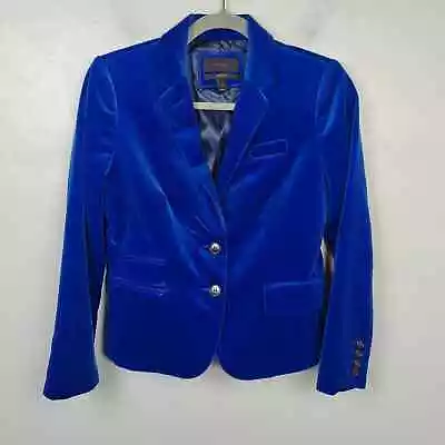 J Crew Schoolboy Blazer Womens 4P Velvet Royal Blue Single Breasted Preppy • $75