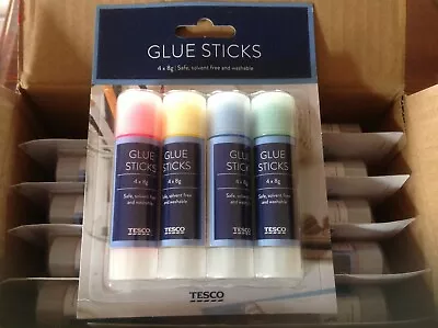 10 Packs Of 4 Multi Coloured Glue Sticks Solvent Free (Red Yellow Blue Green) • £12.99