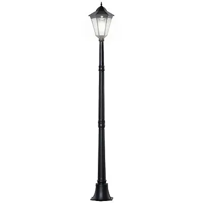 Outsunny Outdoor Solar Powered Lantern Lamp Garden Lamp Post Light Black • £74.99