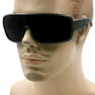 XL Large Square CHOLO Sunglasses Super Dark Shield GANGSTER Style Black Cool Guy • $10.99