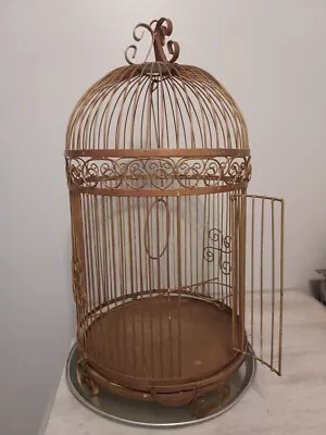 Vintage Wrought Iron Bird Cage • $110