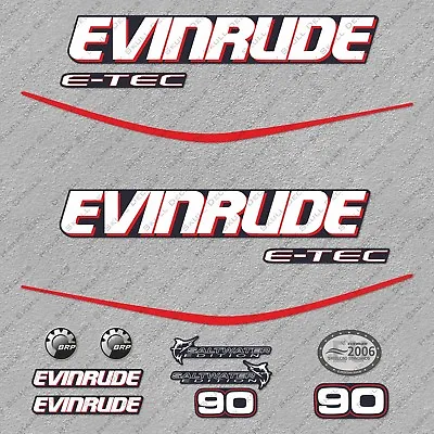 Evinrude 90 Hp ETEC Outboard Engine Decals Sticker Set Reproduction Blue Cowl • $49.49