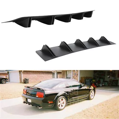 For Ford Mustang GT Car Rear Lip Bumper Diffuser Shark Fins Spoiler Wing Black • $39.18