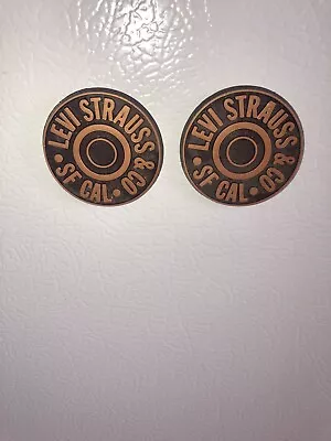 2 Vintage Retro Levi’s Strauss & Co Refrigerator Magnets SF CAL Button Style • $14.99