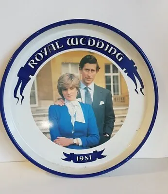 Vintage 1981 Royal Wedding Prince Charles And Princess Diana Tin Tea Drinks Tray • £15