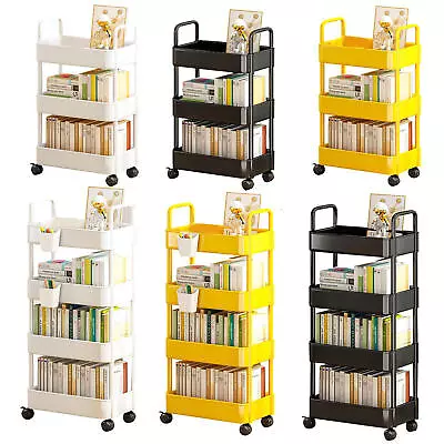 3/4 Tier Kitchen Trolley Storage Rack Cart Slim Rolling Trolley W/ Wheels & Hand • $36.10