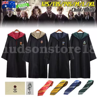 Harry Potter Adult Kids Robe Cloak Gryffindor Slytherin Tie Cosplay Costume Cape • $30.69