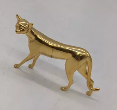 Vintage Gold Coloured Metal Cat Ornament • £6.99