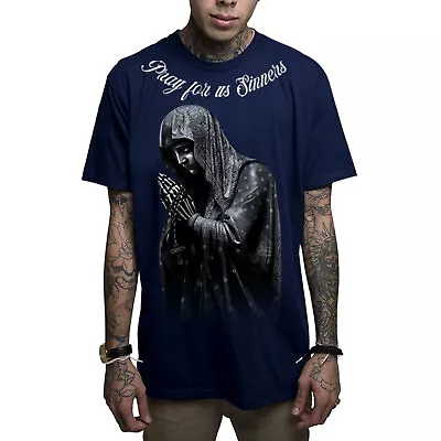 Mafioso Men's Sinner Short Sleeve T Shirt Blue Clothing Apparel Tattoo Skull ... • $26.24